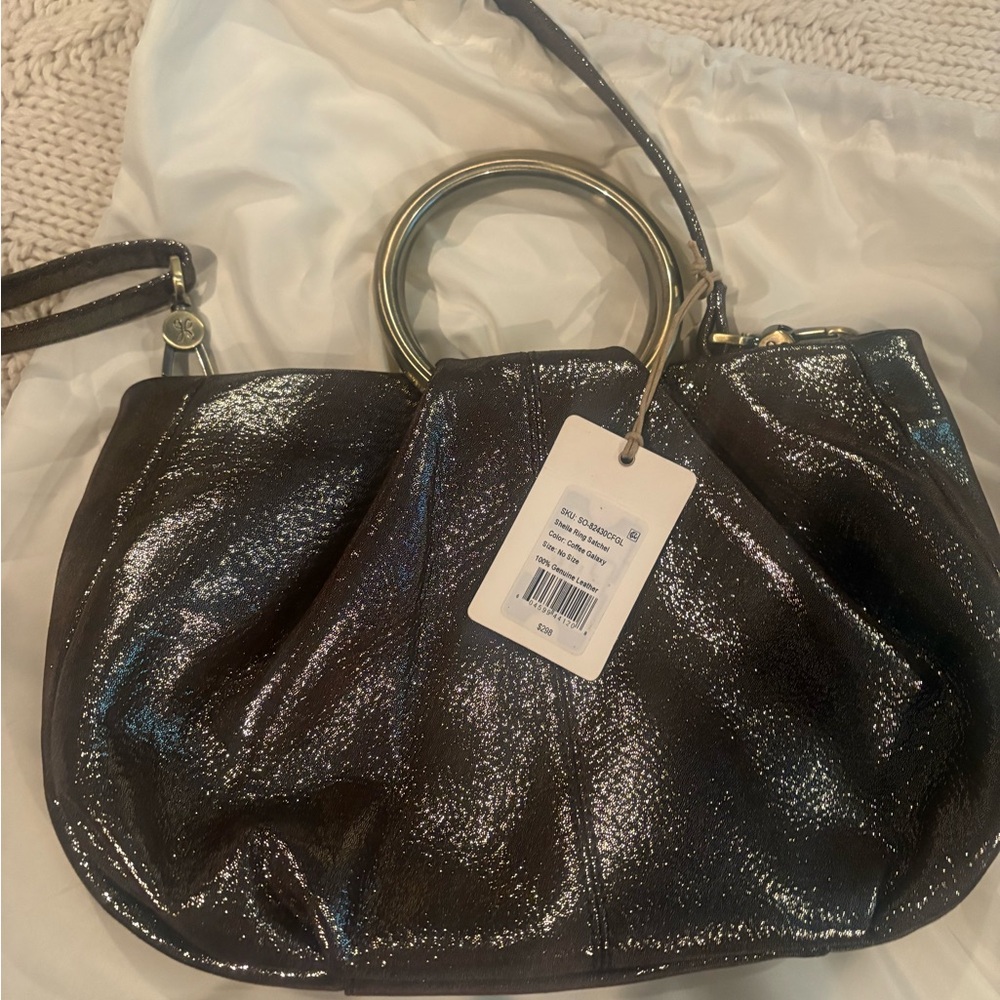 HOBO Leather Satchel in Shimmering Brown NEW